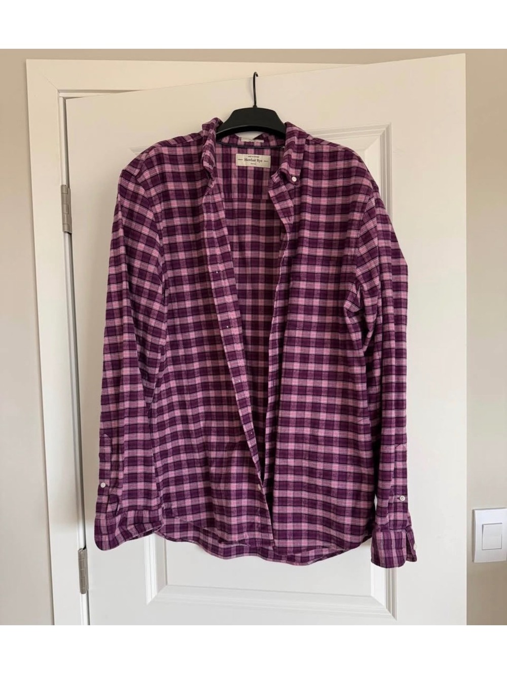 Purple plaid men’s button down
